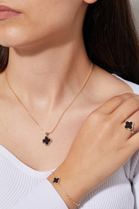 Heliophilia Silver Conjunto de Collar, Pulsera y Anillo Dorado CSET9839